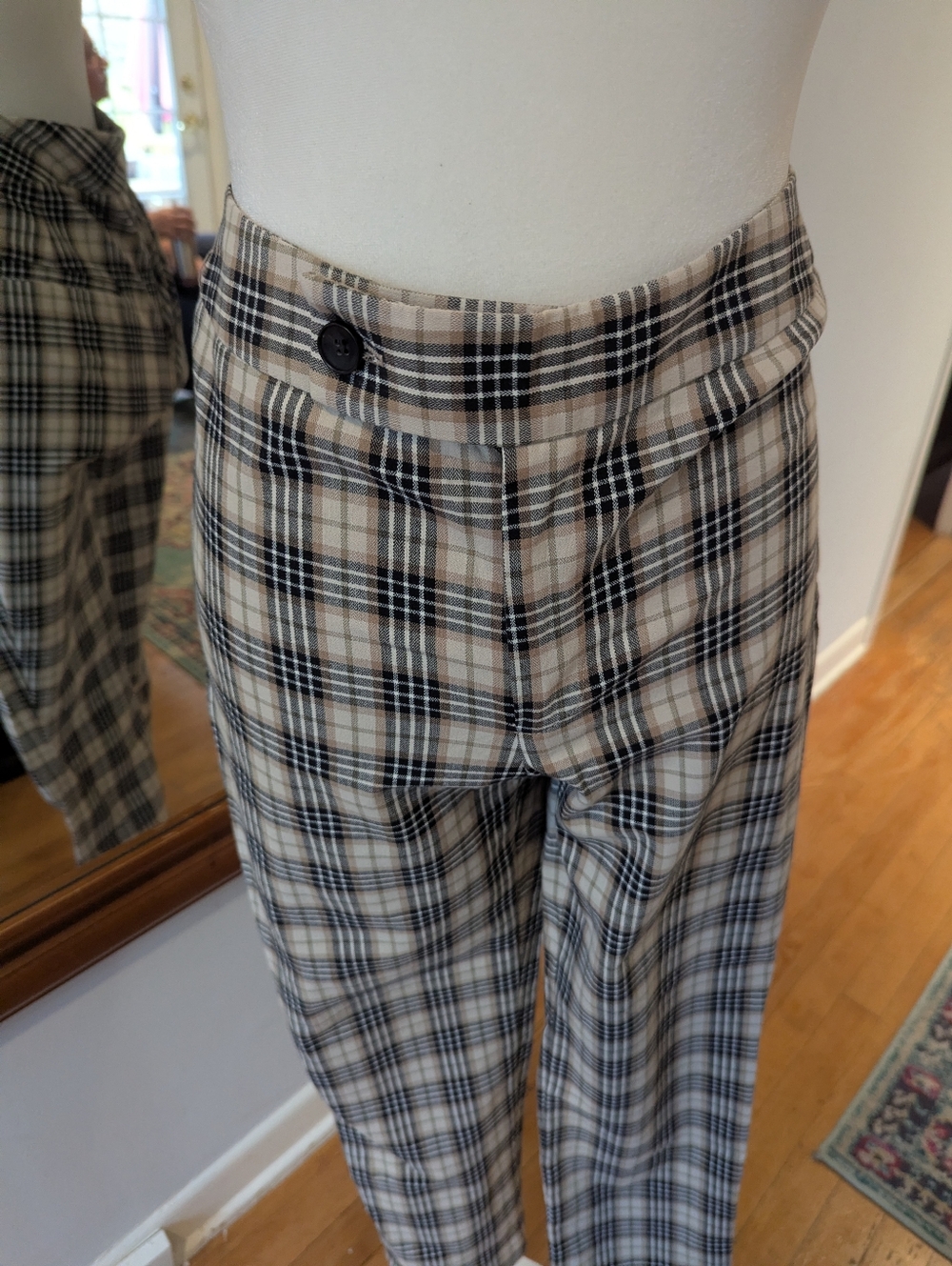 Bailey 44 Beige and Black Plaid Trousers - Picture 3 of 9